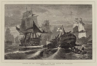 Sinking of the Redoutable after the Battle of Trafalgar by Konstantinos or Constantin Bolanachi